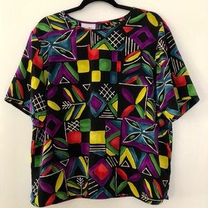 Vintage Vibrant Multi Colored Blouse